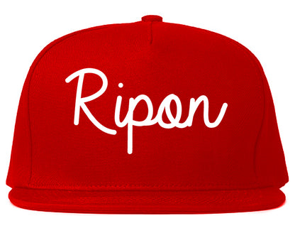 Ripon Wisconsin WI Script Mens Snapback Hat Red