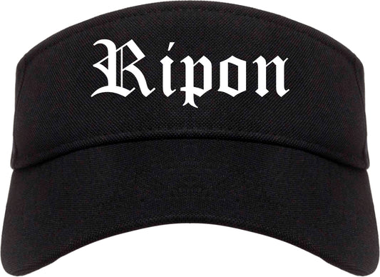 Ripon Wisconsin WI Old English Mens Visor Cap Hat Black