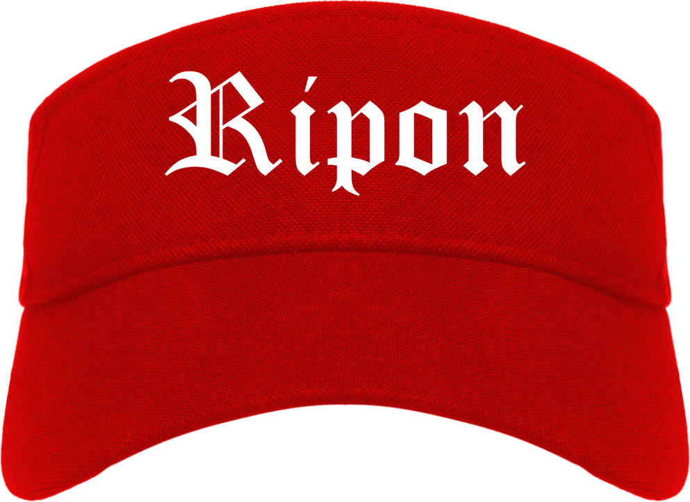 Ripon Wisconsin WI Old English Mens Visor Cap Hat Red