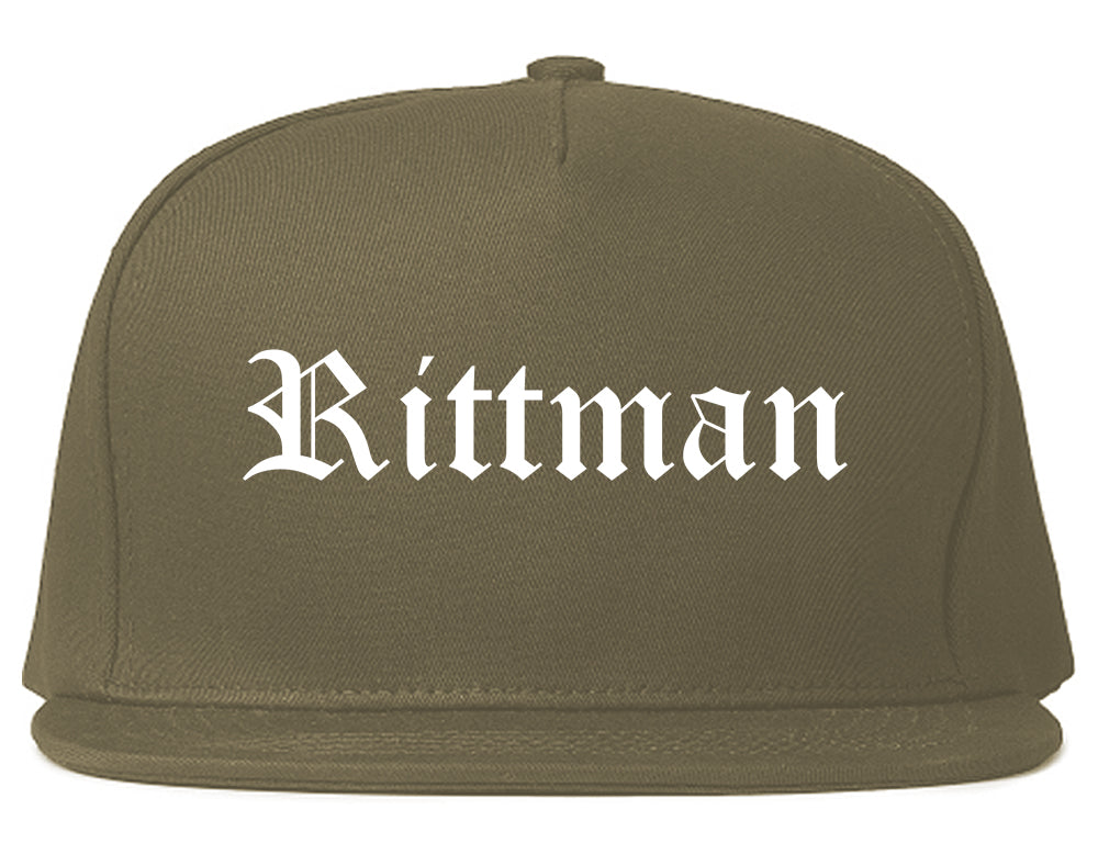 Rittman Ohio OH Old English Mens Snapback Hat Grey