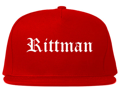 Rittman Ohio OH Old English Mens Snapback Hat Red