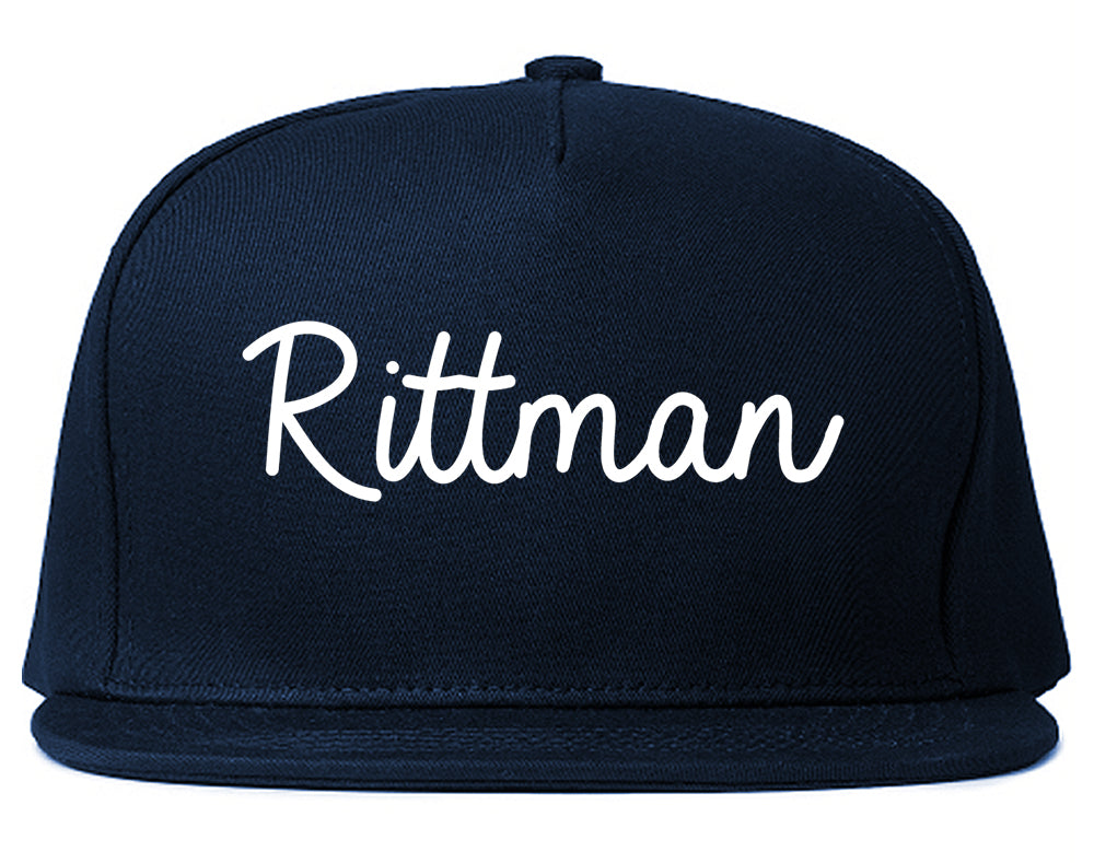 Rittman Ohio OH Script Mens Snapback Hat Navy Blue