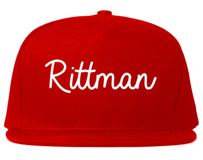 Rittman Ohio OH Script Mens Snapback Hat Red