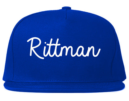 Rittman Ohio OH Script Mens Snapback Hat Royal Blue