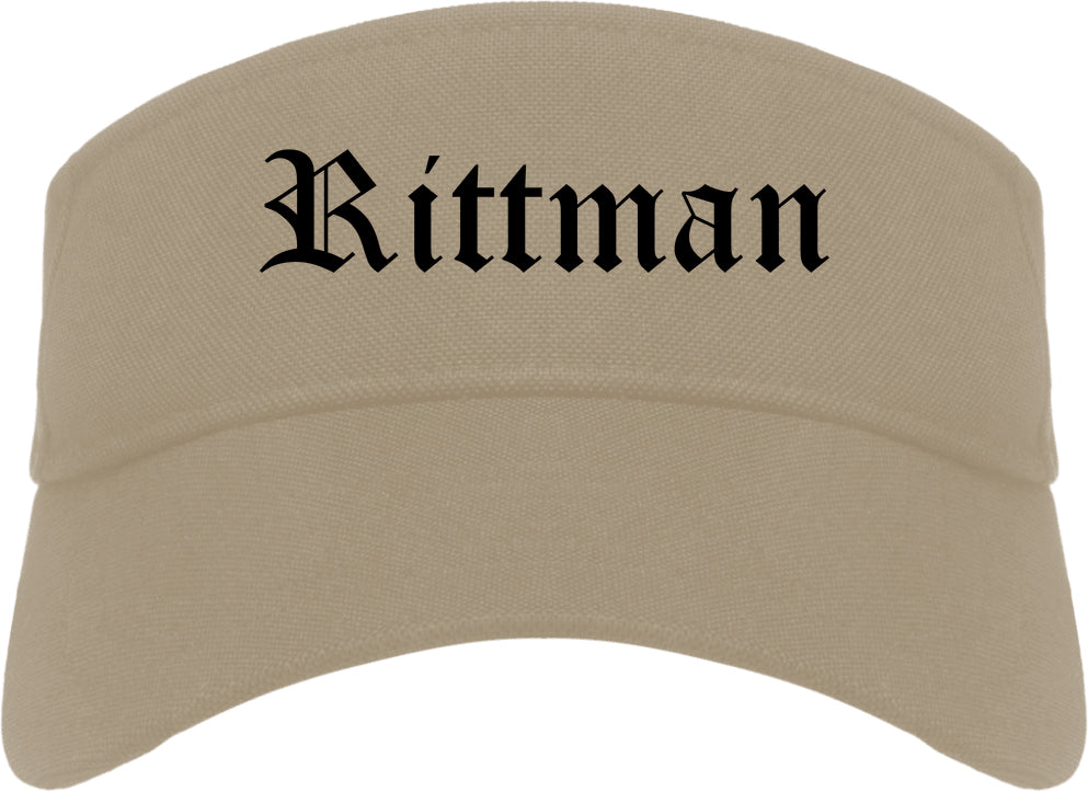 Rittman Ohio OH Old English Mens Visor Cap Hat Khaki