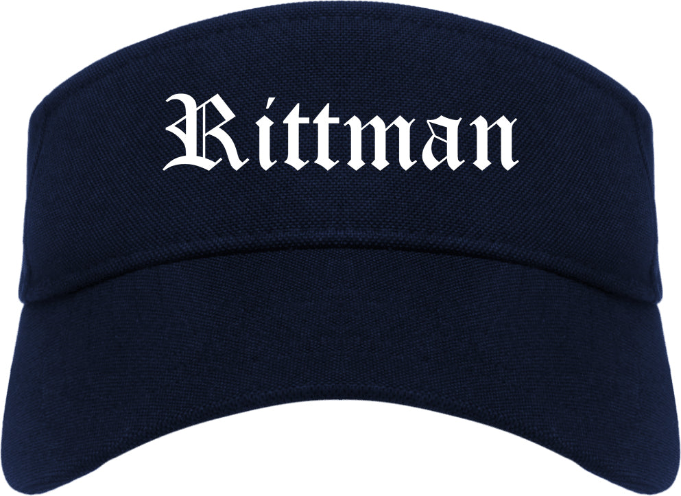 Rittman Ohio OH Old English Mens Visor Cap Hat Navy Blue