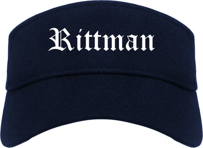 Rittman Ohio OH Old English Mens Visor Cap Hat Navy Blue