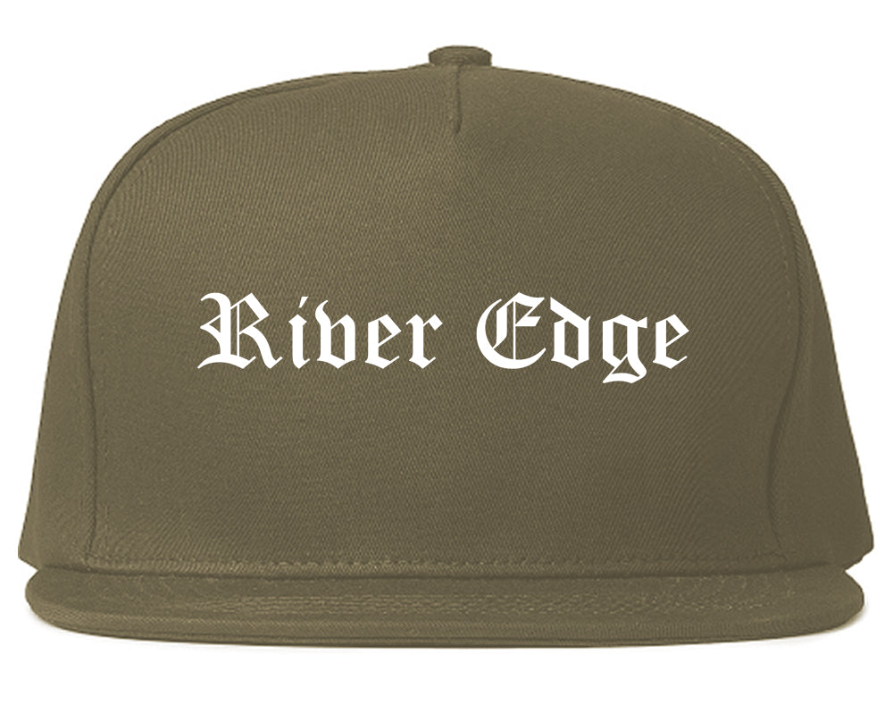 River Edge New Jersey NJ Old English Mens Snapback Hat Grey