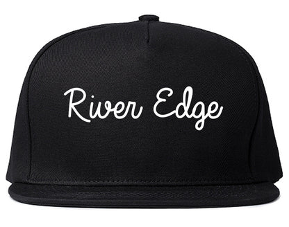 River Edge New Jersey NJ Script Mens Snapback Hat Black