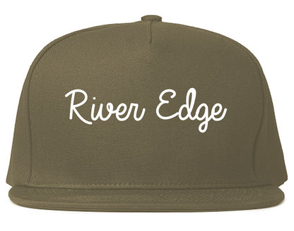 River Edge New Jersey NJ Script Mens Snapback Hat Grey