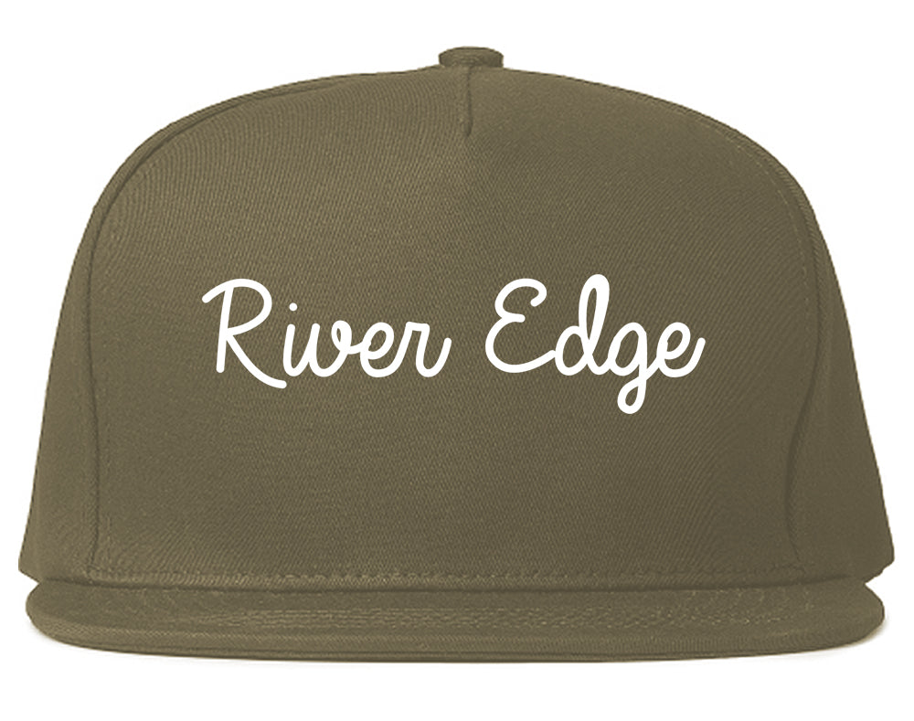 River Edge New Jersey NJ Script Mens Snapback Hat Grey