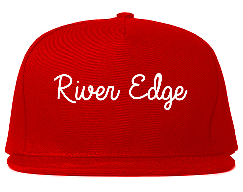 River Edge New Jersey NJ Script Mens Snapback Hat Red
