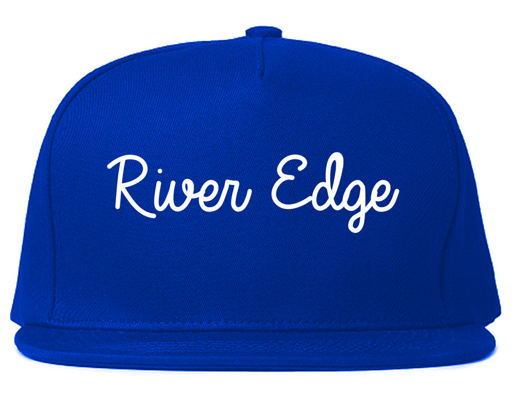 River Edge New Jersey NJ Script Mens Snapback Hat Royal Blue