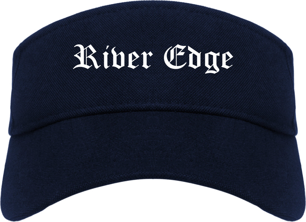 River Edge New Jersey NJ Old English Mens Visor Cap Hat Navy Blue
