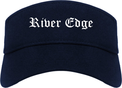 River Edge New Jersey NJ Old English Mens Visor Cap Hat Navy Blue