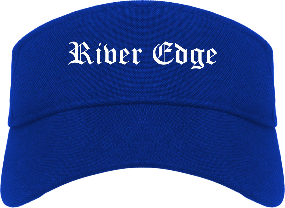 River Edge New Jersey NJ Old English Mens Visor Cap Hat Royal Blue