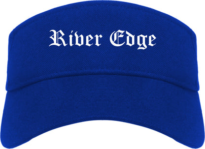 River Edge New Jersey NJ Old English Mens Visor Cap Hat Royal Blue