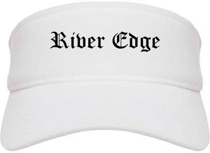 River Edge New Jersey NJ Old English Mens Visor Cap Hat White