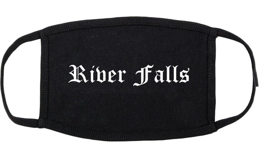 River Falls Wisconsin WI Old English Cotton Face Mask Black