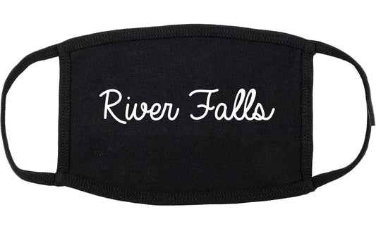 River Falls Wisconsin WI Script Cotton Face Mask Black