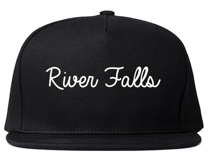 River Falls Wisconsin WI Script Mens Snapback Hat Black