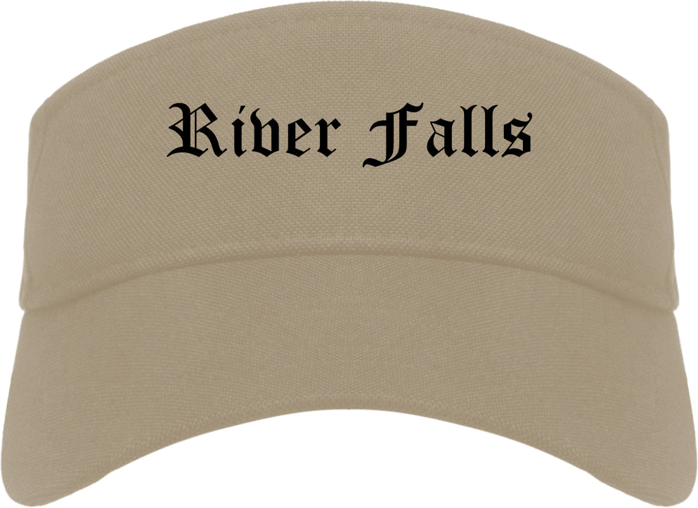 River Falls Wisconsin WI Old English Mens Visor Cap Hat Khaki