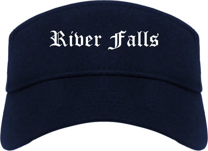 River Falls Wisconsin WI Old English Mens Visor Cap Hat Navy Blue