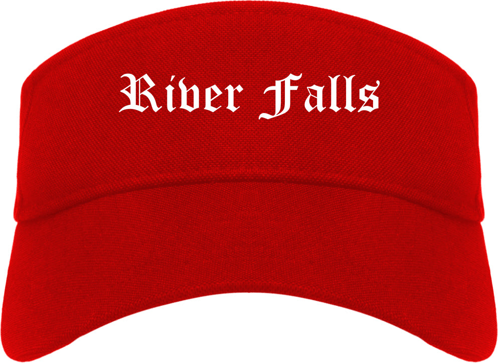 River Falls Wisconsin WI Old English Mens Visor Cap Hat Red