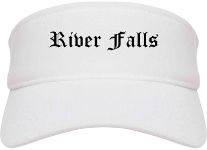 River Falls Wisconsin WI Old English Mens Visor Cap Hat White