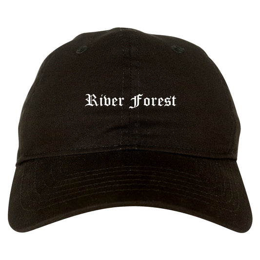 River Forest Illinois IL Old English Mens Dad Hat Baseball Cap Black