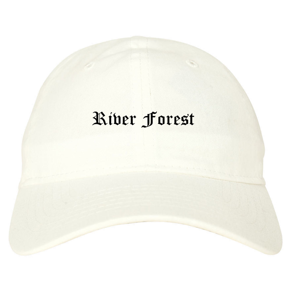 River Forest Illinois IL Old English Mens Dad Hat Baseball Cap White