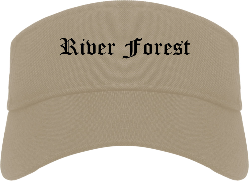 River Forest Illinois IL Old English Mens Visor Cap Hat Khaki