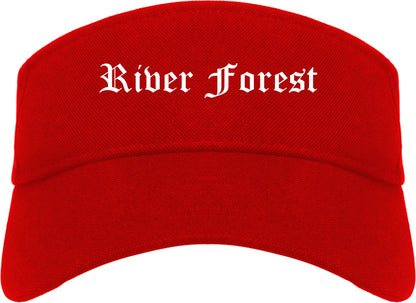 River Forest Illinois IL Old English Mens Visor Cap Hat Red