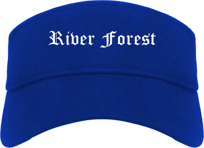 River Forest Illinois IL Old English Mens Visor Cap Hat Royal Blue
