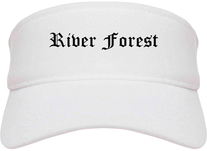 River Forest Illinois IL Old English Mens Visor Cap Hat White