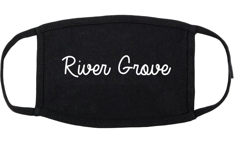 River Grove Illinois IL Script Cotton Face Mask Black