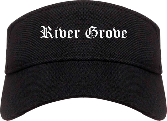 River Grove Illinois IL Old English Mens Visor Cap Hat Black