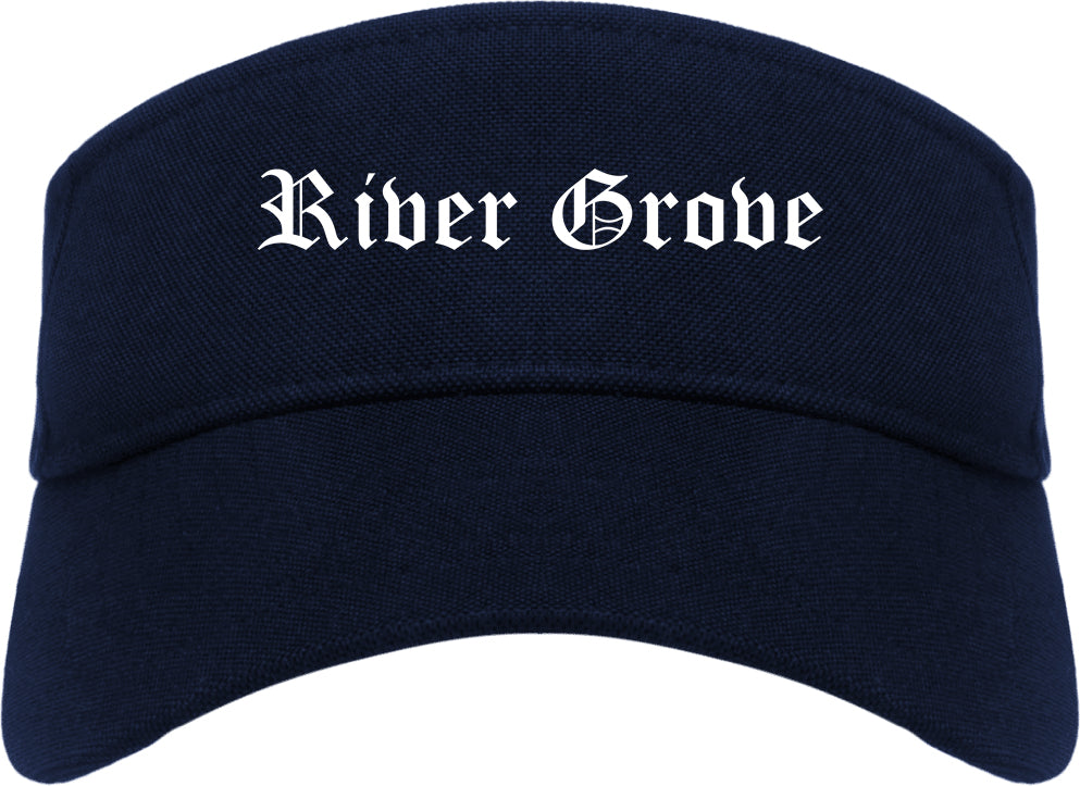 River Grove Illinois IL Old English Mens Visor Cap Hat Navy Blue