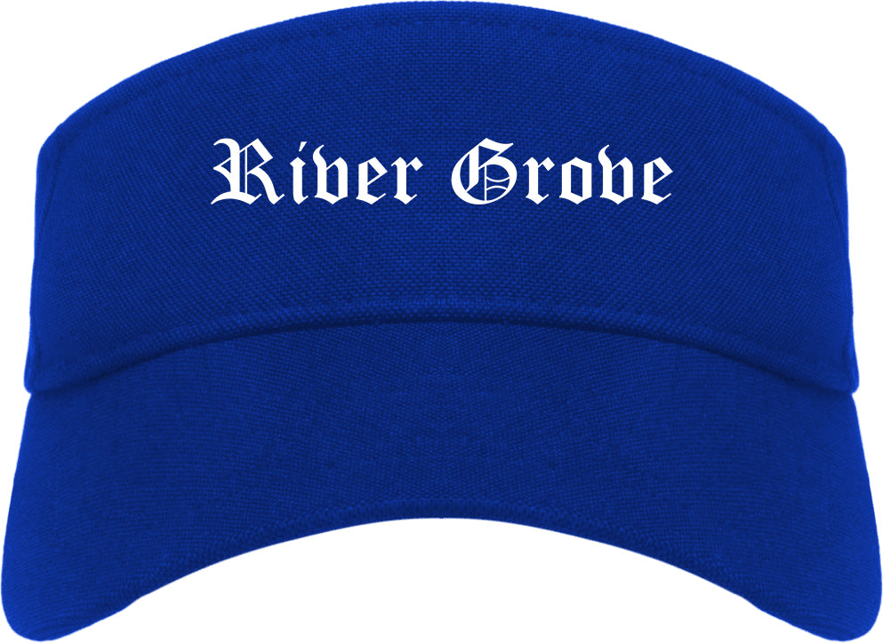River Grove Illinois IL Old English Mens Visor Cap Hat Royal Blue