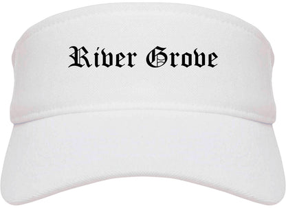 River Grove Illinois IL Old English Mens Visor Cap Hat White