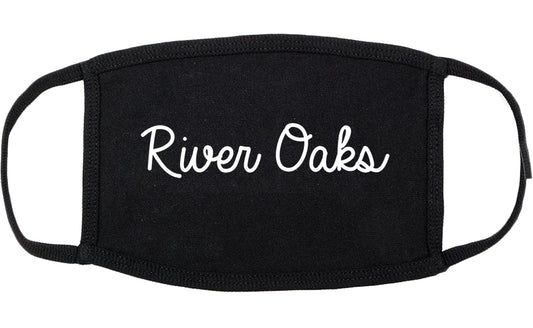 River Oaks Texas TX Script Cotton Face Mask Black
