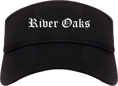 River Oaks Texas TX Old English Mens Visor Cap Hat Black