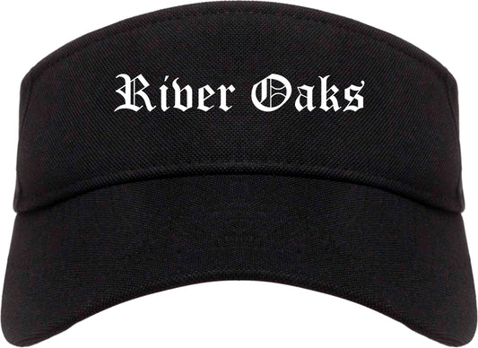River Oaks Texas TX Old English Mens Visor Cap Hat Black