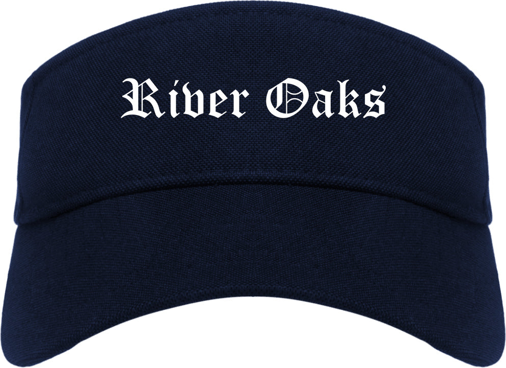 River Oaks Texas TX Old English Mens Visor Cap Hat Navy Blue