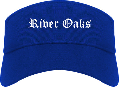 River Oaks Texas TX Old English Mens Visor Cap Hat Royal Blue