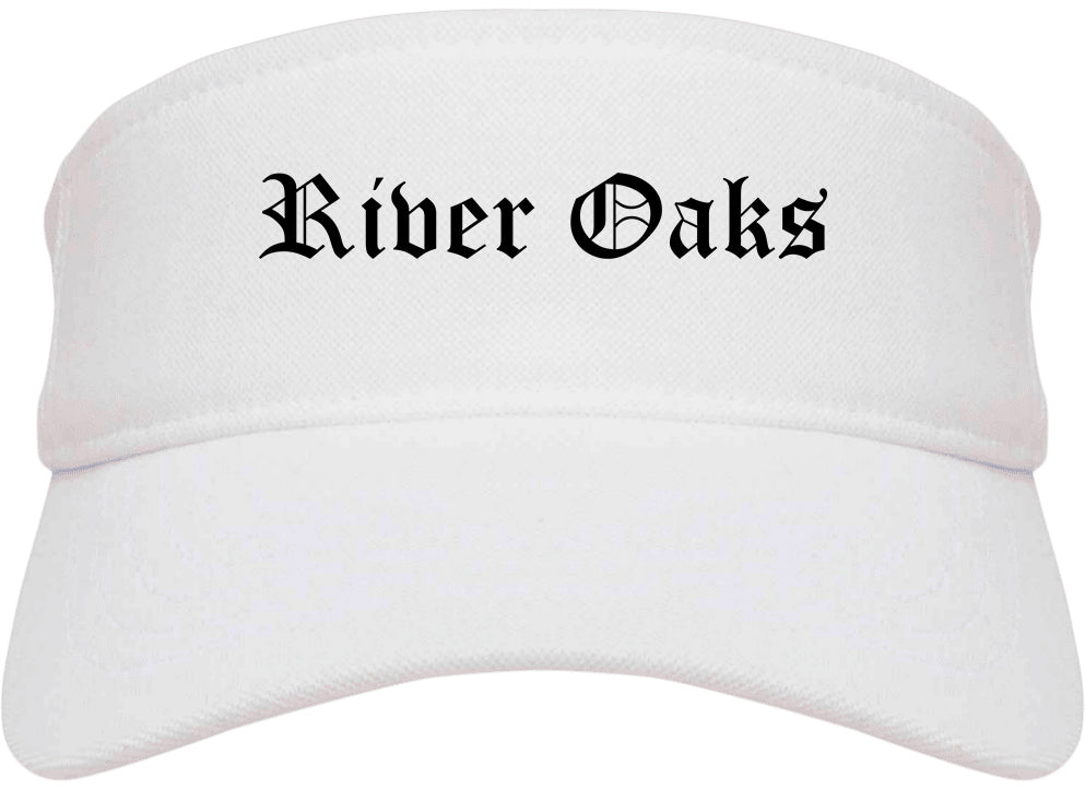 River Oaks Texas TX Old English Mens Visor Cap Hat White