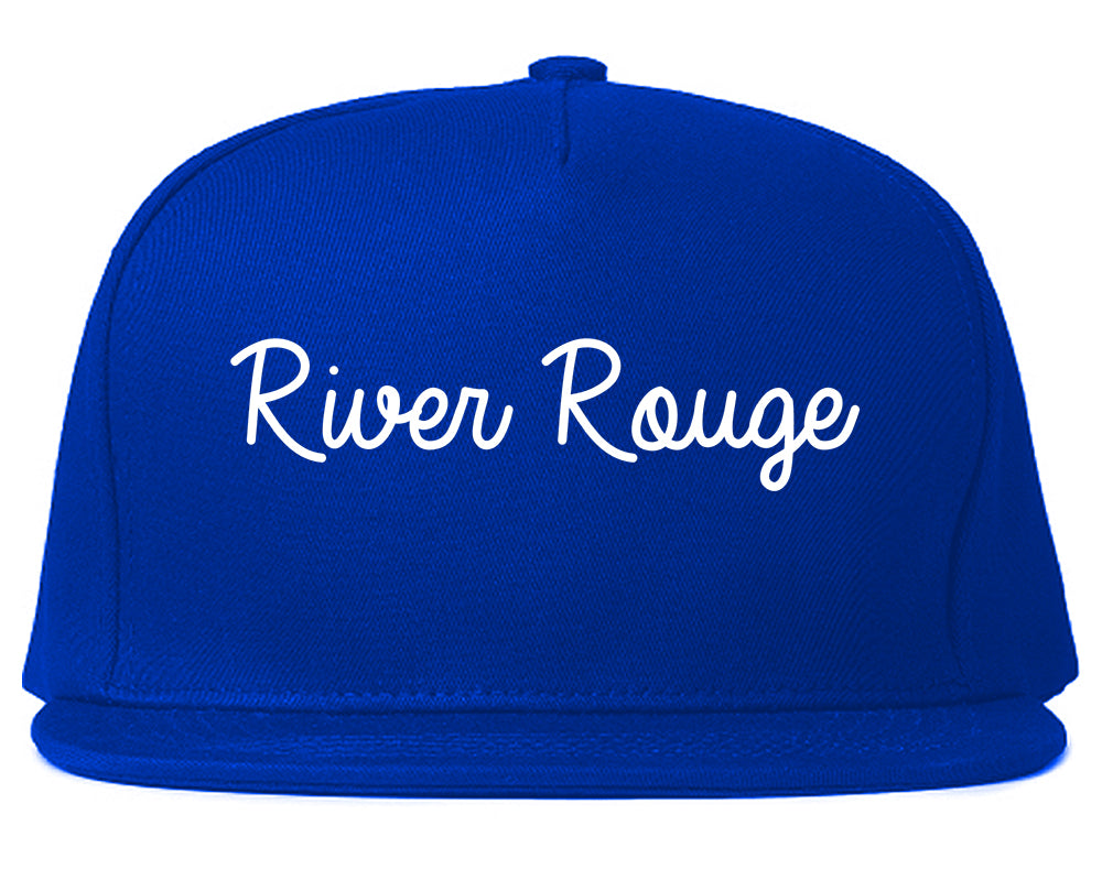 River Rouge Michigan MI Script Mens Snapback Hat Royal Blue