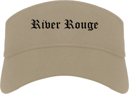 River Rouge Michigan MI Old English Mens Visor Cap Hat Khaki