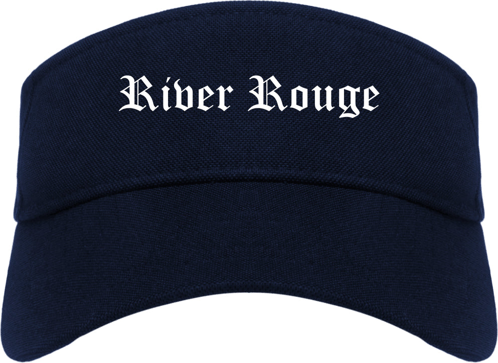 River Rouge Michigan MI Old English Mens Visor Cap Hat Navy Blue