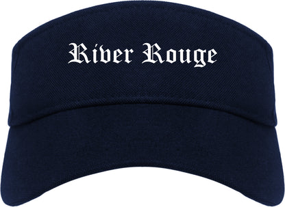 River Rouge Michigan MI Old English Mens Visor Cap Hat Navy Blue